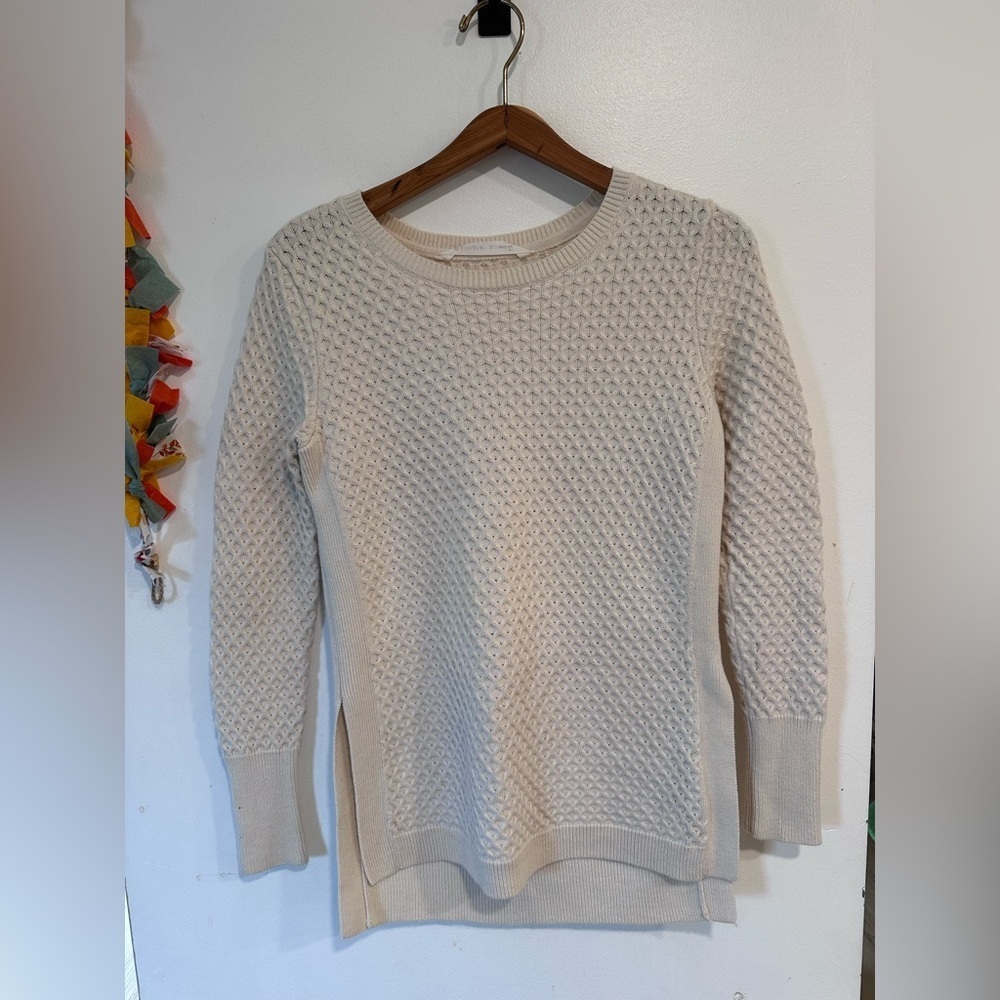 Classic Cream Knit Sweater - Women's Long Sleeve Pullover
